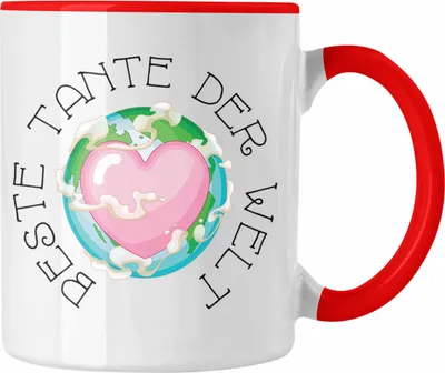 Produktbild von Trendation - Beste Tante Der Welt Tasse Geschenk Geburtstag Weihnachten Lustig Geschenkideen von Nichte Lieblingstante Hier Bin Ich (Rot)