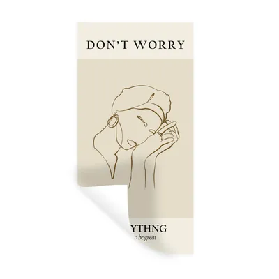 Produktbild von MuchoWow® Wandtattoo Wandsticker Wandaufkleber Frau - Linienkunst - Zitate - Text 80x160 cm Selbstklebend und Repositionierbar - Sticker - Dekorfolie