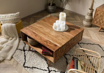 Produktbild von MASSIVMOEBEL24 Couchtisch Akazie 70x70x40 Akazie natur lackiert MOSAYK #116