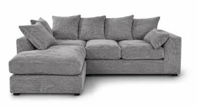 Produktbild von Ecksofa Links DIVERS 3-Sitzer Cord Grau 212x166 cm L Sofa Wohnzimmer Modern