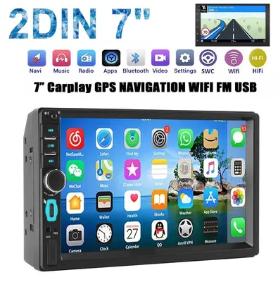 Produktbild von Autoradio 2 DIN 7 Zoll Touchscreen mit CarPlay Android Auto und Bluetooth 5 Mirror Link Freisprecheinrichtung Lenkradsteuerung MP3 MP5 Player FM AM Radio