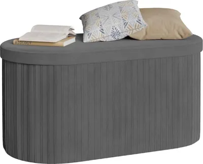 Produktbild von WOLTU Sitzhocker mit Deckel Stauraum, faltbar gepolstert, aus Velvet, MDF, 76x38x38 cm : Dunkelgrau Farbe: Dunkelgrau