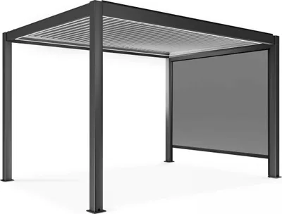 Immagine prodotto di Pergola bioclimatica autoportante e illuminata 3x4m e 1 tenda - Oviala Kavala