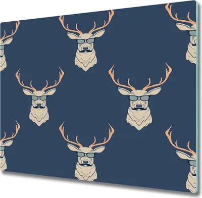 Produktbild von Glas Herdabdeckplatte 60x52 cm Spritzschutz Glasabdeckplatte Schneidebrett Hipster Hirsch