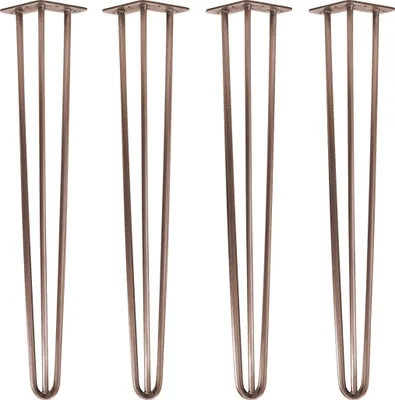 Four metal hairpin legs are shown against a white background.