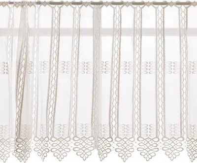 Produktbild von Scheibengardinen Meterware nähfrei Makramee Stickerei ecru 50cm Höhe