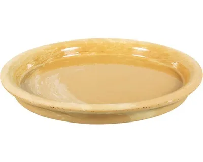 Image de Pot en terre cuite soucoupe DISKO Ø 32 cm émaillé beige meliert