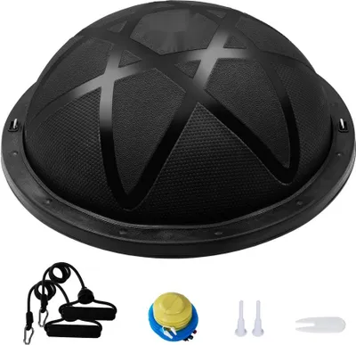 Zdjęcie produktu dla Półpiłka gimnastyczna 58 cm - Trener równowagi - Piłka fitness stabilizująca - Czarna piłka fitness - Idealna do gimnastyki i treningu w domu