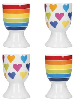 Immagine prodotto di Kitchen Craft KCEGGRBOW4PC Set di portauovo, porcellana, vari colori