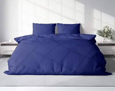 Produktbild von Uni Bettwäsche 200x200 cm dunkelblau Doppelbett Einfarbig Renforce Baumwolle