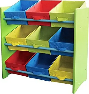 Produktbild von Kinderregal grün aus Holz mit 9 Fächern