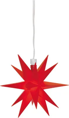 Immagine prodotto di Stella LED illuminata 12 cm in plastica rossa con scatola di batterie