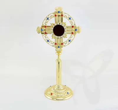 Produktbild von 2683 Reliquiar Reliquie Monstranz Für Klosterarbeit, Hausaltar mit Steinen 25cm