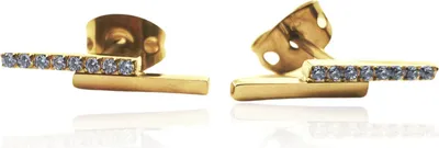 Produktbild von Titan Ohrringe Ohrstecker Balken in verschiedenen Farben mit Kristallen Farbe - Gelbgoldfarben