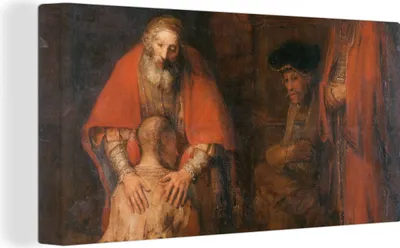 Obrázek produktu pro OneMillionCanvasses® - Obraz na plátně - Návrat marnotratného syna - Obraz od Rembrandt van Rijn, nástěnná malba, nástěnné dekorace obrazy obývací pokoj, 80x40cm