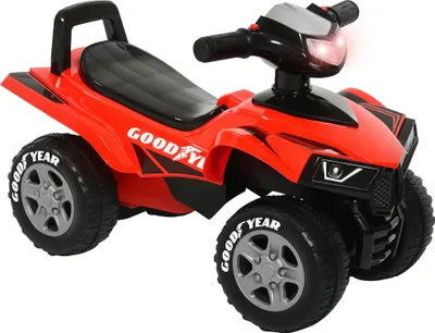 Image de HOMCOM Porteur Enfants Quad 18-36 Mois dim. 60L x 31l x 42H cm Effets Lumineux et sonore Rouge Noir