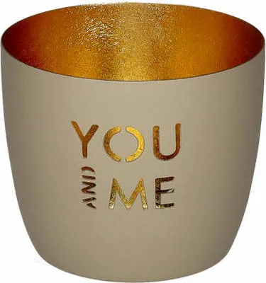 Obrázek produktu pro Dárková společnost Lucerna Madras M, You and Me, svícen na čajovou svíčku, svícen na svíčku, železo, pískovec / zlato, v. 8,5 cm, 1212404029
