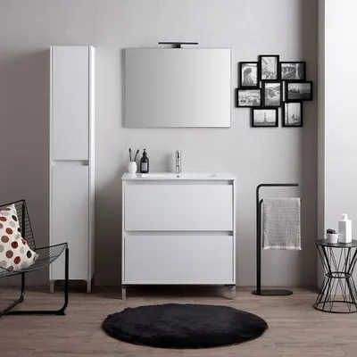 Produktbild von Möbel-Set für das Badezimmer 100 cm in weißer Holzoptik| Laguna