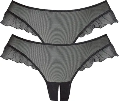 Produktbild von Petite fleur gold String-Ouvert mit Ouvert-Öffnung 2xschwarz Größe 36/38