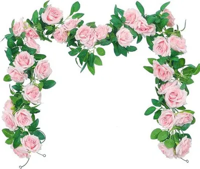 Immagine prodotto di Decorazione con petali rosa - Fiori artificiali per arco nuziale - 3 pezzi - 2,4 metri - Rosa