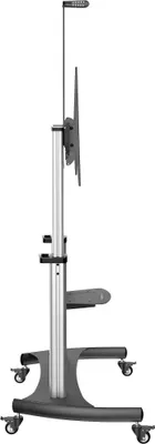 Produktbild von StarTech.com TV-Wagen - Fernsehständer mit Rollen für 60-100 Zoll-Displays (100kg) - Höhenverstellbarer, rollender Flachbildschirm-Bodenständer mit Multimedia-Regal (STNDMTV100) - Wagen - für Flachbildschirm - Aluminium, Stahl - Schwarz, Silber - Bildschir