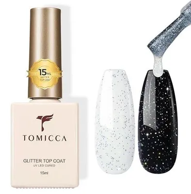 Zdjęcie produktu dla Top coat żelowy brokat błyszczący do paznokci 15ML UV LED