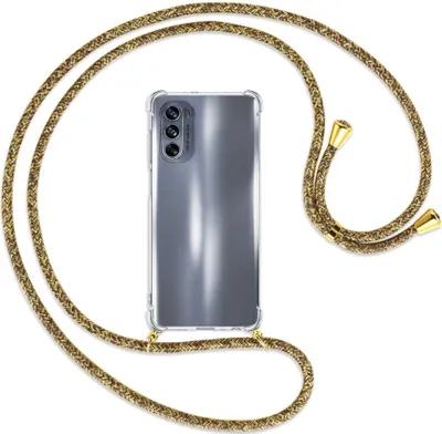 Produktbild von Handykette Backcover-Schutzhülle mit Band (Metall goldfarben) für Motorola Moto G62 5G (6.5'') - braun+beige