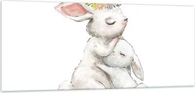 Produktbild von Bilder auf glas - Einteilig - Kaninchen Hase Kinder - 100x40cm - Glasbilder - Wandbilder - Bilder - zum Aufhängen bereit - Wanddekoration aus Glas - Glas Bilder - Wandbild auf Glas - GAB100x40-4725