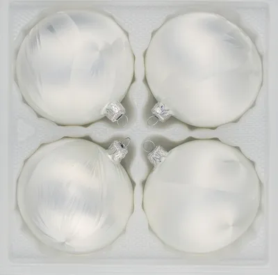 Produktbild von 4 tlg. Glas-Weihnachtskugeln Set 8cm Ø in "Ice Weiss" Eislack