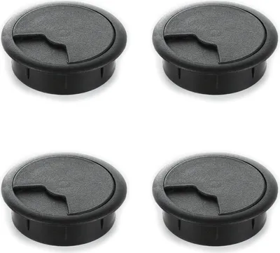 Produktbild von 4er Set sossai Schreibtisch Kabeldurchführung 60mm in Schwarz Kabeldurchlass Kabelauslass
