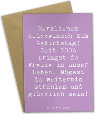 Produktbild von Mr. & Mrs. Panda Grußkarte Spruch 2006 Geburtstag - Lavendeltraum - Geschenk, Geburtstagsgeschenk, dankeskarten, Alter, Happy Birthday, babykarte, liebevoll, osterkarten