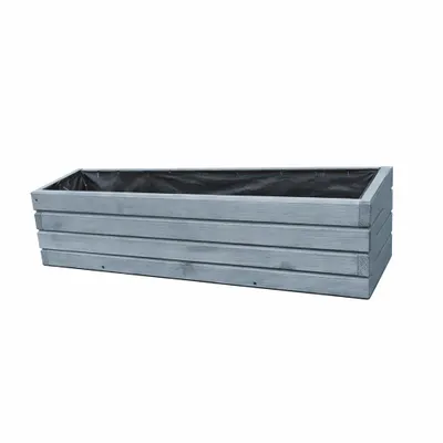 Image de Jardinière en bois 80 cm – Jardinière pour balcon et terrasse, bac à fleurs résistant aux intempéries, potager surélevé pour herbes aromatiques (D2 Gris)