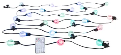 Imagen del producto de Guirnalda de luces LED FANEUROPE para picnics, con 12 bombillas RGB de tipo E12, incluye mando a distancia, longitud de 7,32 metros