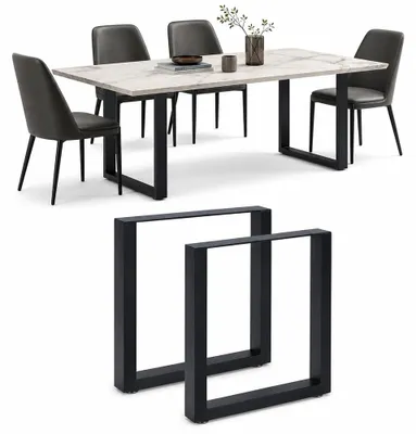 Produktbild von Mucola Tischgestell 2er Set Tischkufen Stahl Tischuntergestell Tischbeine Kufengestell Industrie Design - Schwarz 70x72 cm