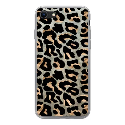 Produktbild von MuchoWow® Handyhülle Schutzhülle Hülle für iPhone SE 2020 Tiermuster - Panther - Braun Silikon Softcase Handy Hülle - Kartenbesitzer