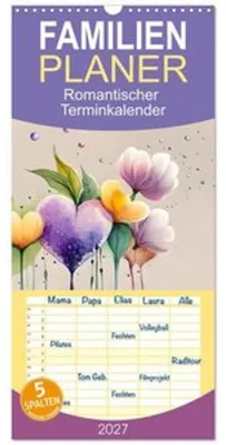 Obrázok produktu pre Rodinný plánovač 2027 – Romantický kalendár s 5 stĺpcami (nástenný kalendár, 21 x 45 cm) CALVENDO