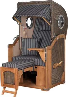 Produktbild von Strandkorb-Set - bene living - Ammersee Single Teak - PE grau - Modell 500 - inkl. Liftersystem