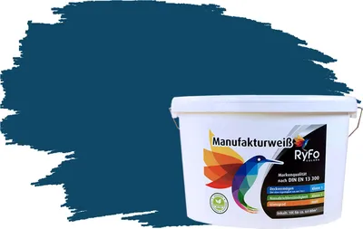 Produktbild von RyFo Colors Bunte Wandfarbe Manufakturweiß Grünblau 10l - weitere Grau Farbtöne und Größen erhältlich, Deckkraft Klasse 1, Nassabrieb Klasse 1