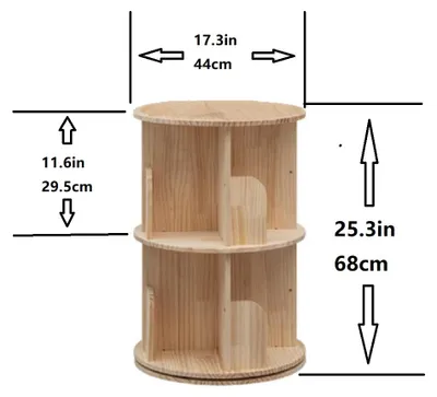 Produktbild von Drehbarer Massivholz Bücherregal, 360 Grad drehbar, 2 Ebenen, 1 Stück, für Wohnzimmer und Kinderzimmer