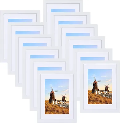 Zdjęcie produktu dla Ramka na Zdjęcia Zestaw Ramek 12 SZT Drewniane Ramki 13x18 cm Białe
