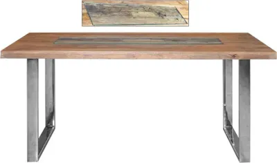 Produktbild von SLEEPER Esstisch 180×90 mit Glaseinlage, Mangoholz massiv, 180×90×76cm