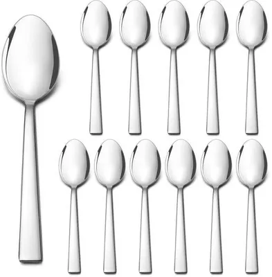 Produktbild von Ibenzoa® Set 12 Tafellöffel aus hochwertigem Edelstahl, 19,5 cm, spülmaschinenfest – zeitlose Esslöffel für Suppe & Dessert