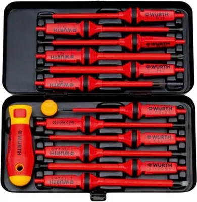 Produktbild von Würth Zebra VDE-Schraubendreher-Satz 14-teilig Elektronik Feinmechanik in praktischer Metallbox 061390014