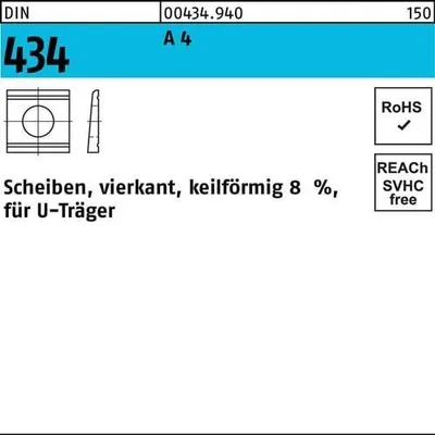 Produktbild von Reyher  U-Scheiben DIN 434 A 4 26 Neigung 8 % A 4 (10 Stück)