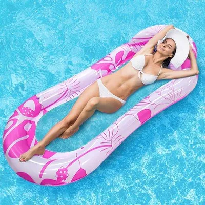 Produktbild von Schwimmmatte des Netzes, tragbar und langlebig, Wasserhängematte, geeignet für Fotografie, Sommer, Schwimmbad, Partei, Wasserhängematte mit Netz, Poolluftmatratze