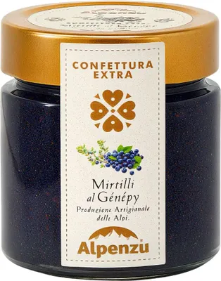 Produktbild von Confetture extra di Mirtillo al Genepy, Heidelbeer-Konfitüre mit Genepy, 270g, Alpenzu