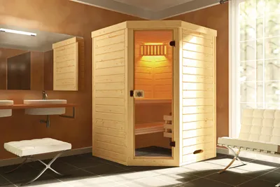 Produktbild von weka Massivholz-Elementsauna 38 mm LAUKKALA 1 GT inkl. Sauna-Leuchtenset x B x T x H  x 144 x 144 x 200