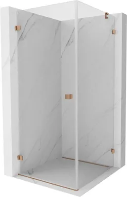 Image de Mexen Lunar-B cabine de douche pivotante gauche 100 x 100 cm, transparent, cuivre brossé - 832-100-100-65-00-L