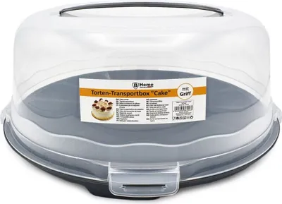 Produktbild von Kuchen Transportbox Kuchenbehälter Tortenhaube Rund mit Tragegriff Anthrazit