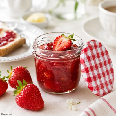 Obrázek produktu pro sada 100 kelímků 230 ml Do 82 červené kostkované víčko včetně brožury receptů Diamantové želírovací kouzlo cukru